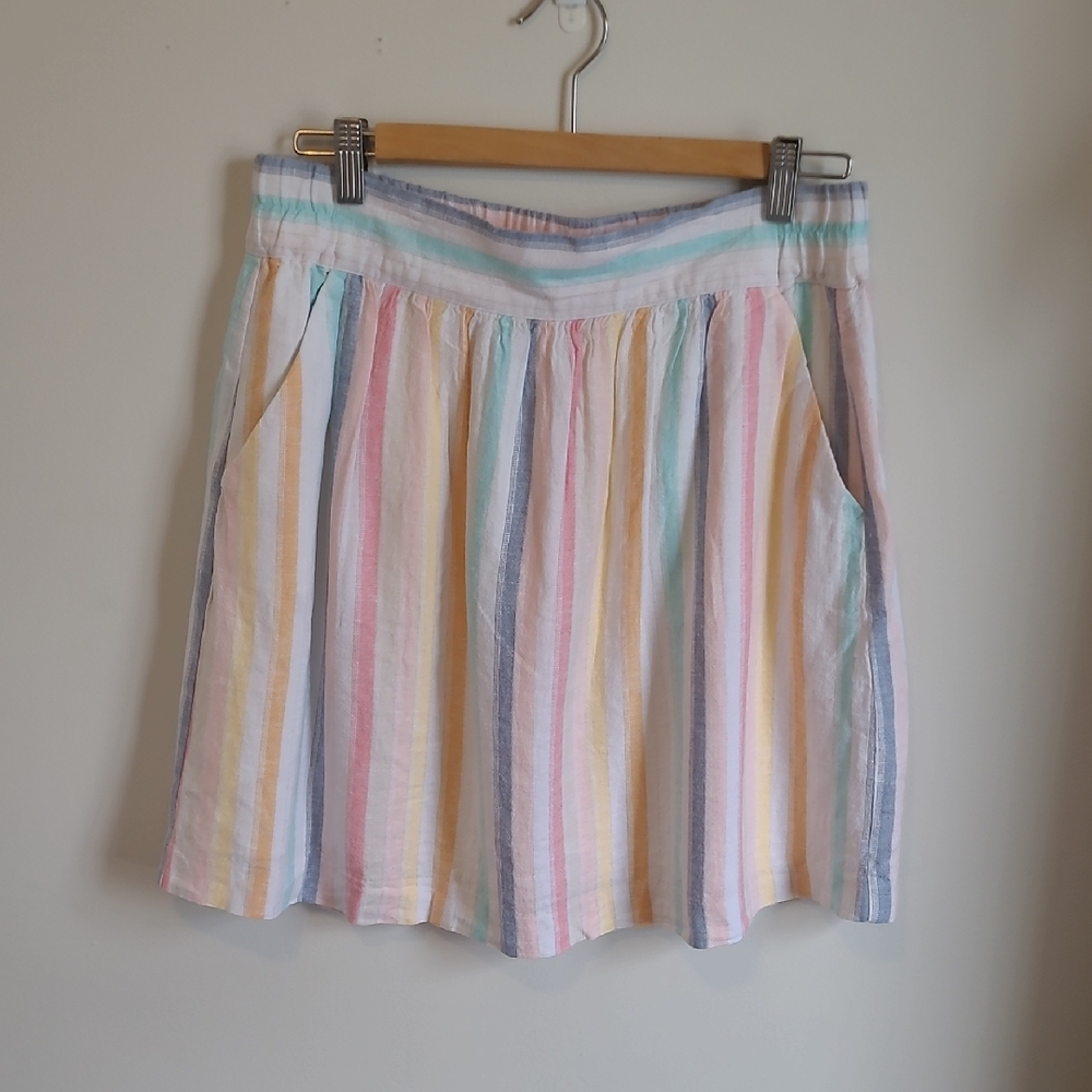 Striped Pastel Linen Blend Skirt